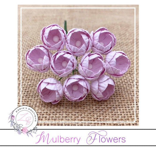 Mulberry Paper Buttercups ~ Pale Lilac ~ 25mm x 10 pieces