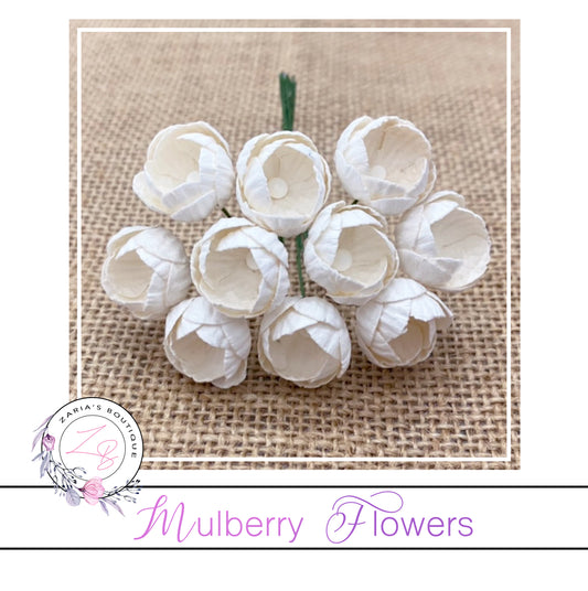 Mulberry Paper Buttercups ~ Ivory ~ 25mm x 10 pieces