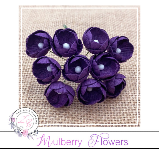 Mulberry Paper Buttercups ~ Deep Purple ~ 25mm x 10 pieces