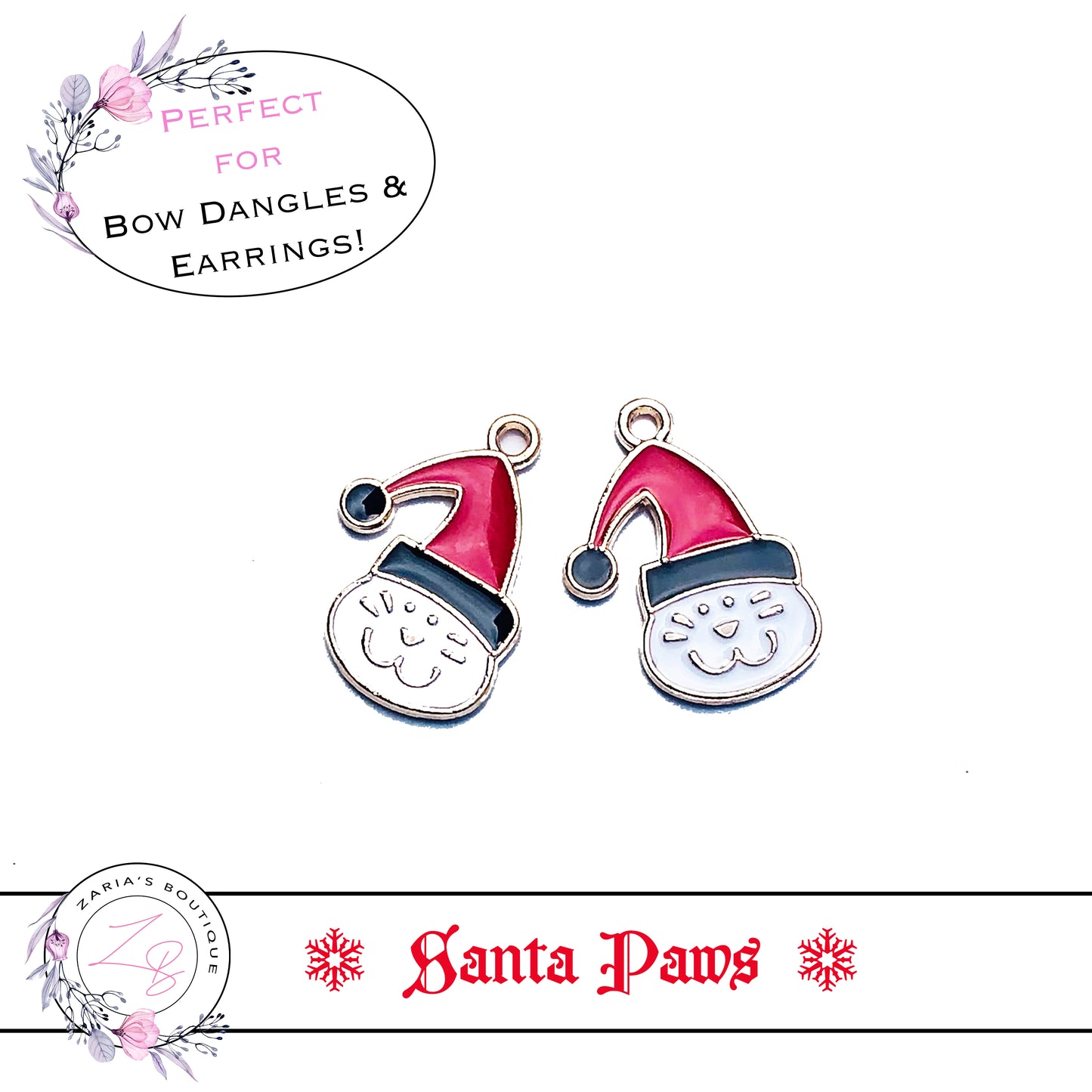⋅ Santa Paws ⋅ Cat Charm Pendant Bow Embellishment ⋅ 2 pieces