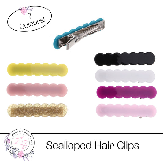 ⋅ Acrylic Scalloped Hair Clips ⋅ 54mm Alligator Hair Clips ⋅ Various Colours ⋅