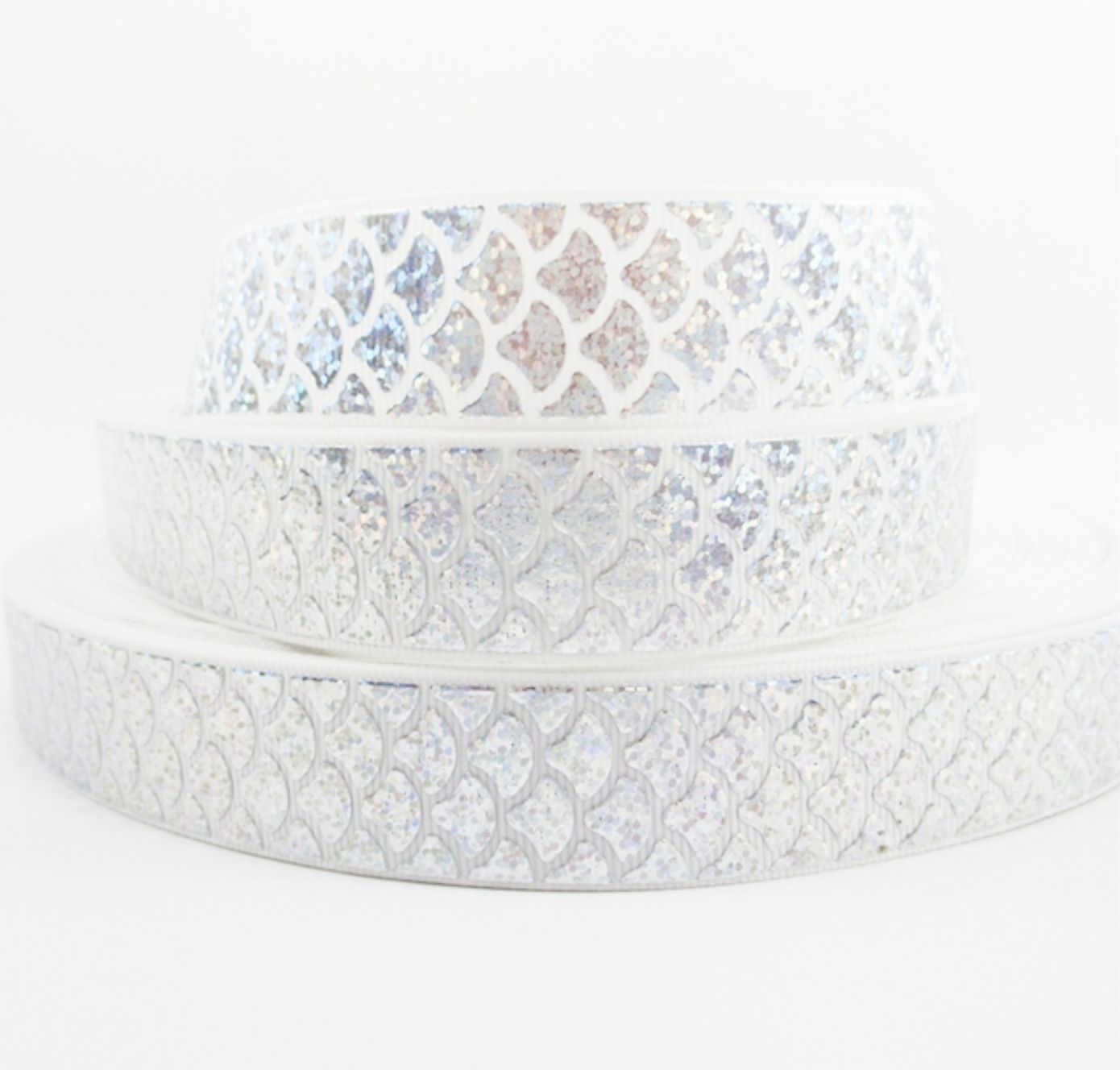 Mermaid Tail/Fish Scale Hologram Foil Grosgrain Ribbon ~ 1" ~ 25mm