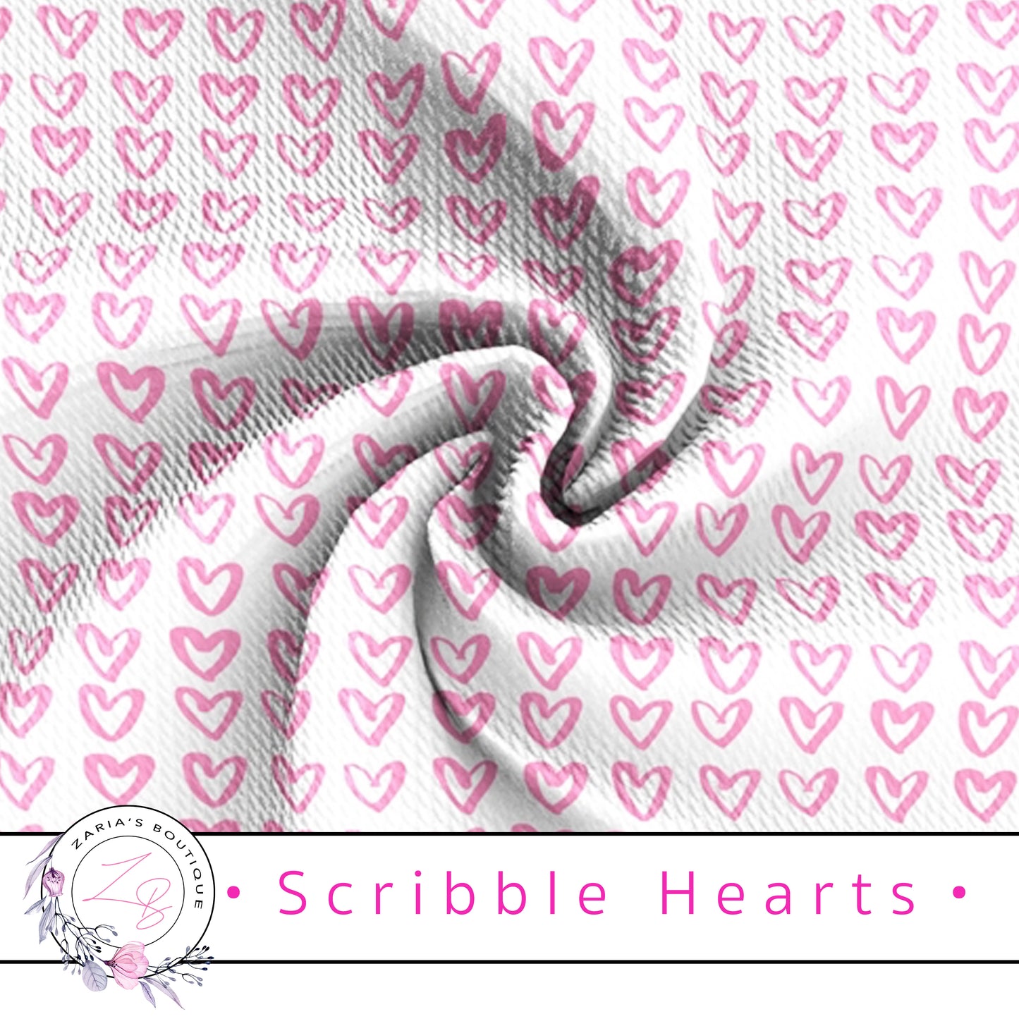 ⋅ Scribble Hearts ⋅  Bullet/Liverpool Stretch Fabric