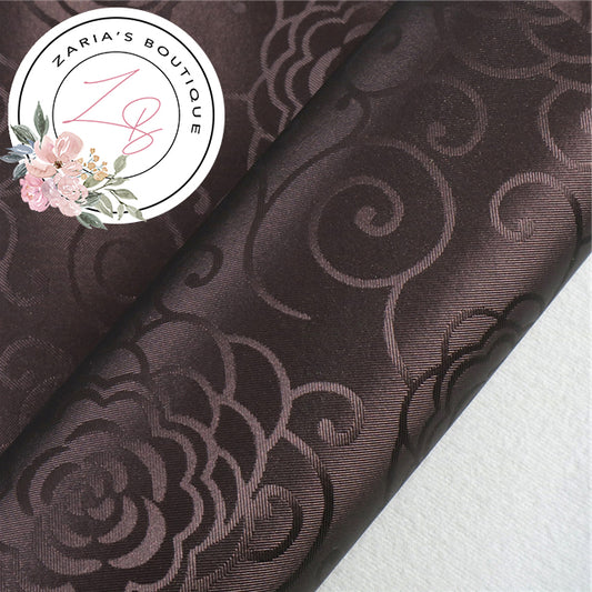 ⋅ Floral Scrolls ⋅ Silky Faux Leather ⋅ Chocolate Brown ⋅