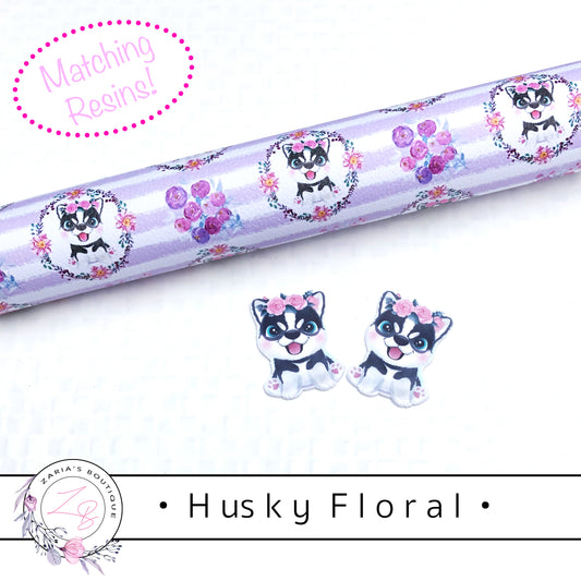 • Floral Husky • Vegan Luxe Grain Faux Leather Dog Print