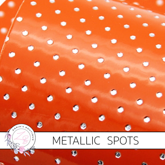Orange Silver Spots ~ Textured Metallic Faux Leather