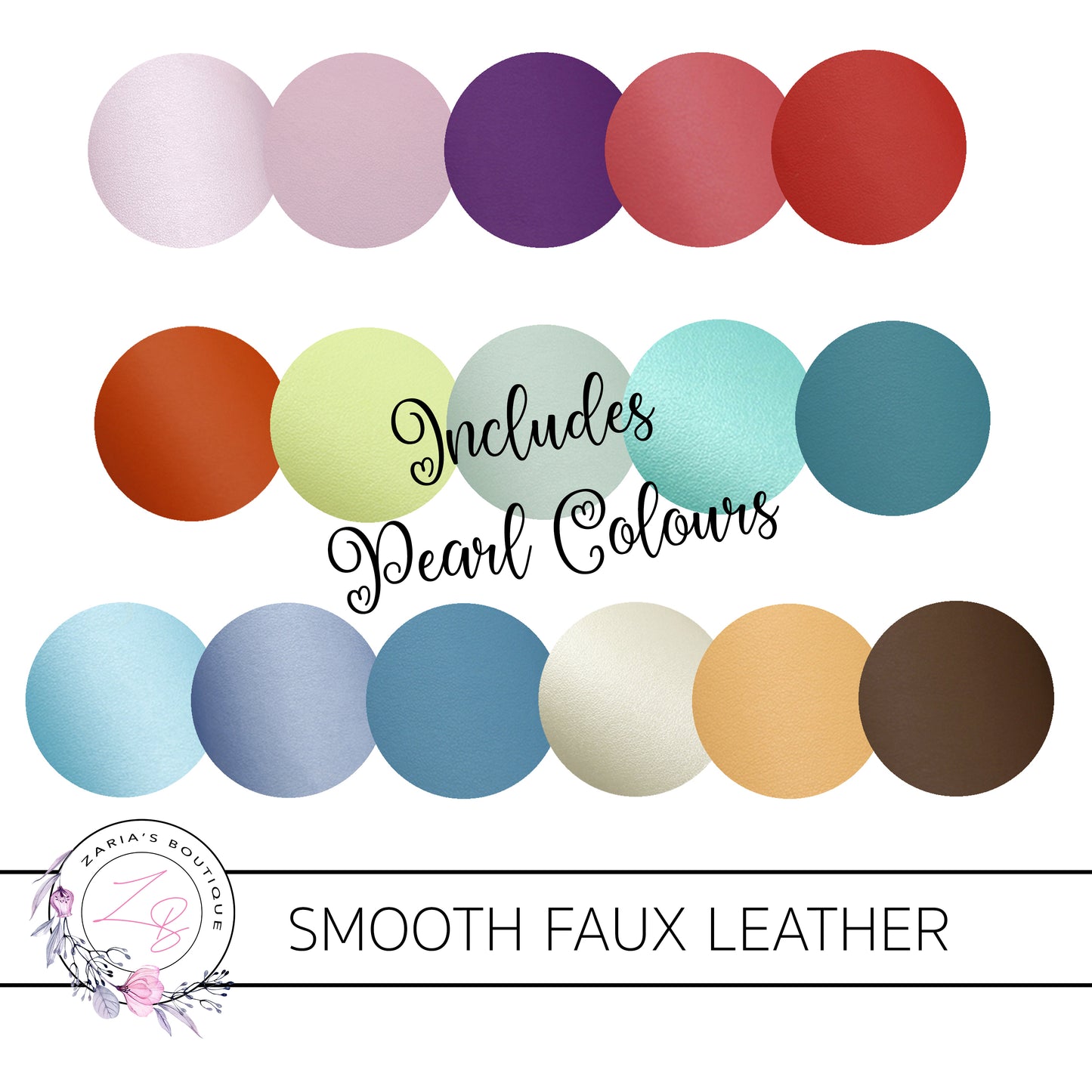 Smooth Fine Grain Faux Leather Collection ~ Includes Pearl Colours ~ 0.56mm - 0.78mm