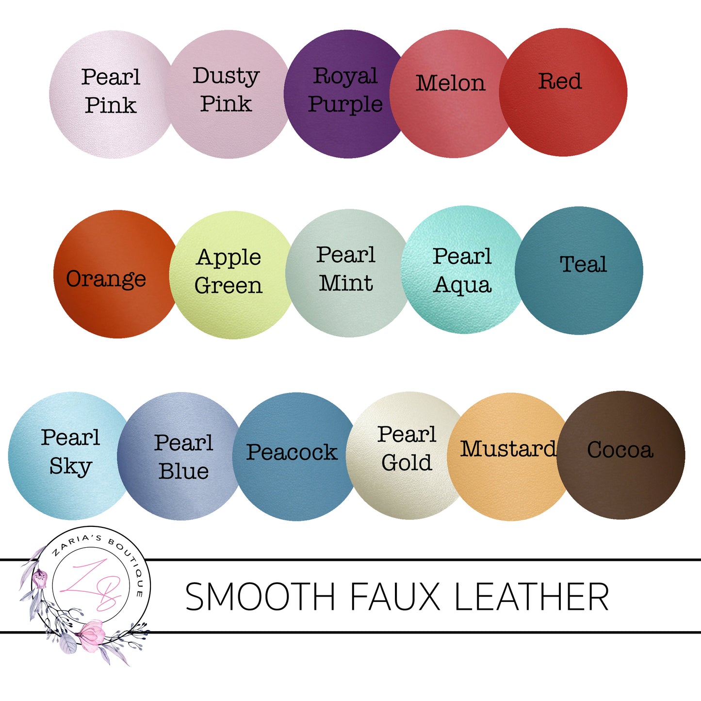 Smooth Fine Grain Faux Leather Collection ~ Includes Pearl Colours ~ 0.56mm - 0.78mm