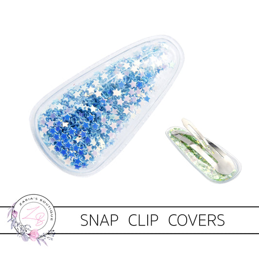 Blue Star-Filled Snap Clip Covers ~ 5cm ~ 2 pieces