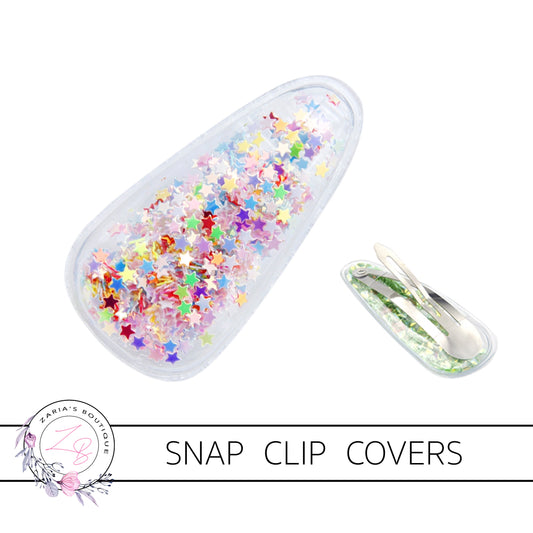 Multicolour Star-Filled Shaker Snap Clip Covers ~ 5cm ~ 2 pieces