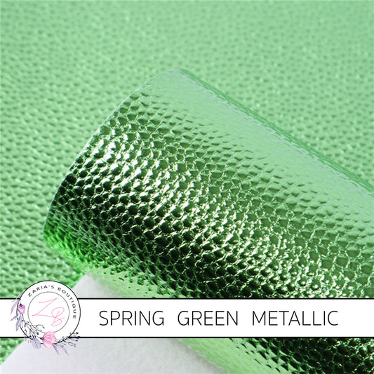 Pebble Grain Vegan Leather ~ Metallic Green ~ Leatherette Sheets