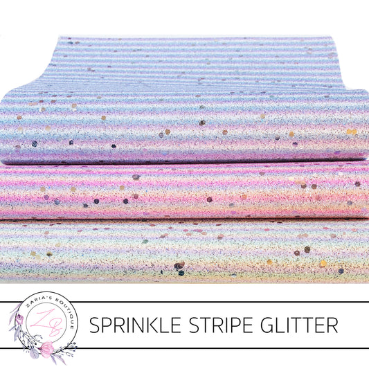 Sprinkle Stripe Glitter ~ Multi-Colour Pastel Rainbow Stripes ~ 3 Colours