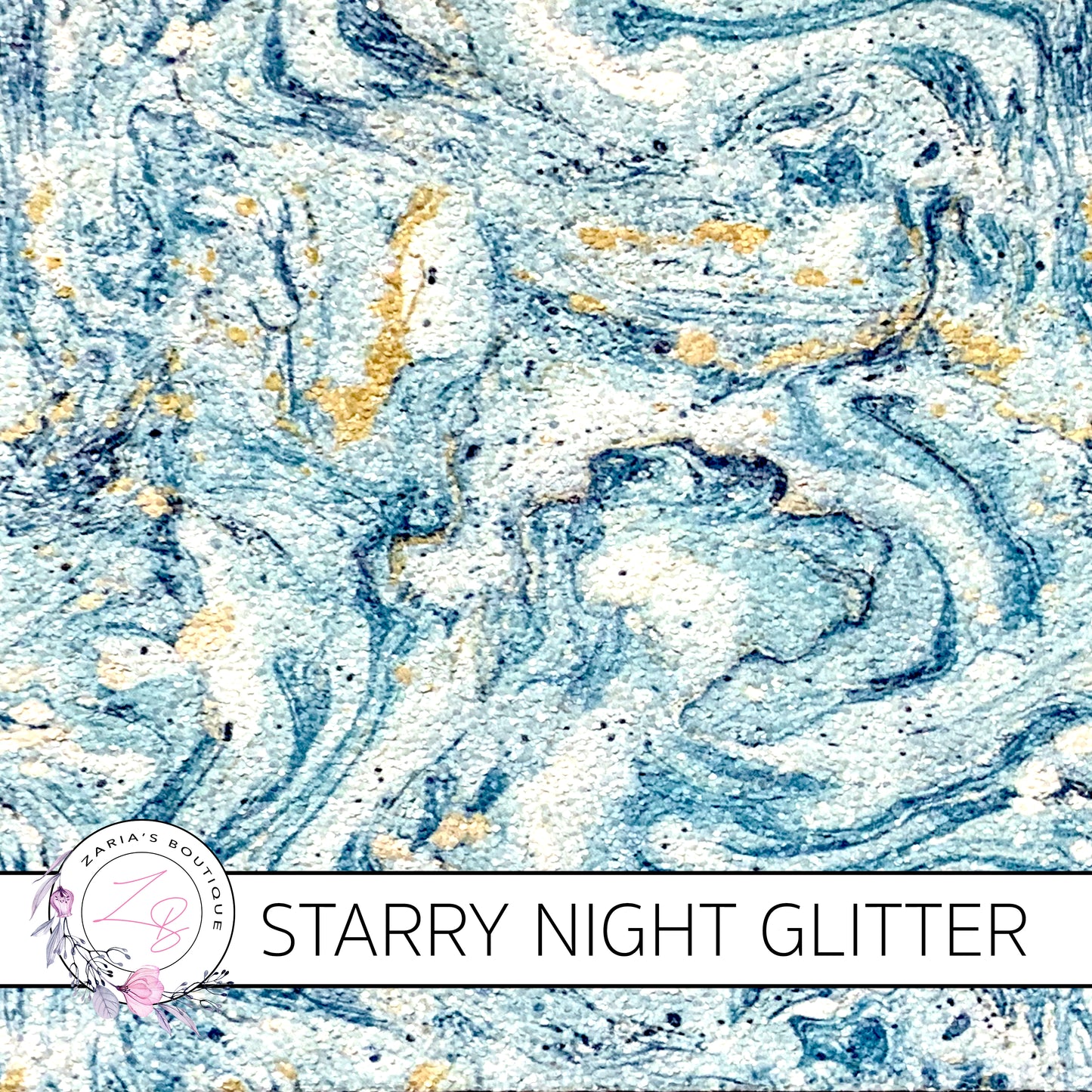 Starry Night ~ Aqua & Gold ~ Marbled Chunky Glitter ~ 1mm