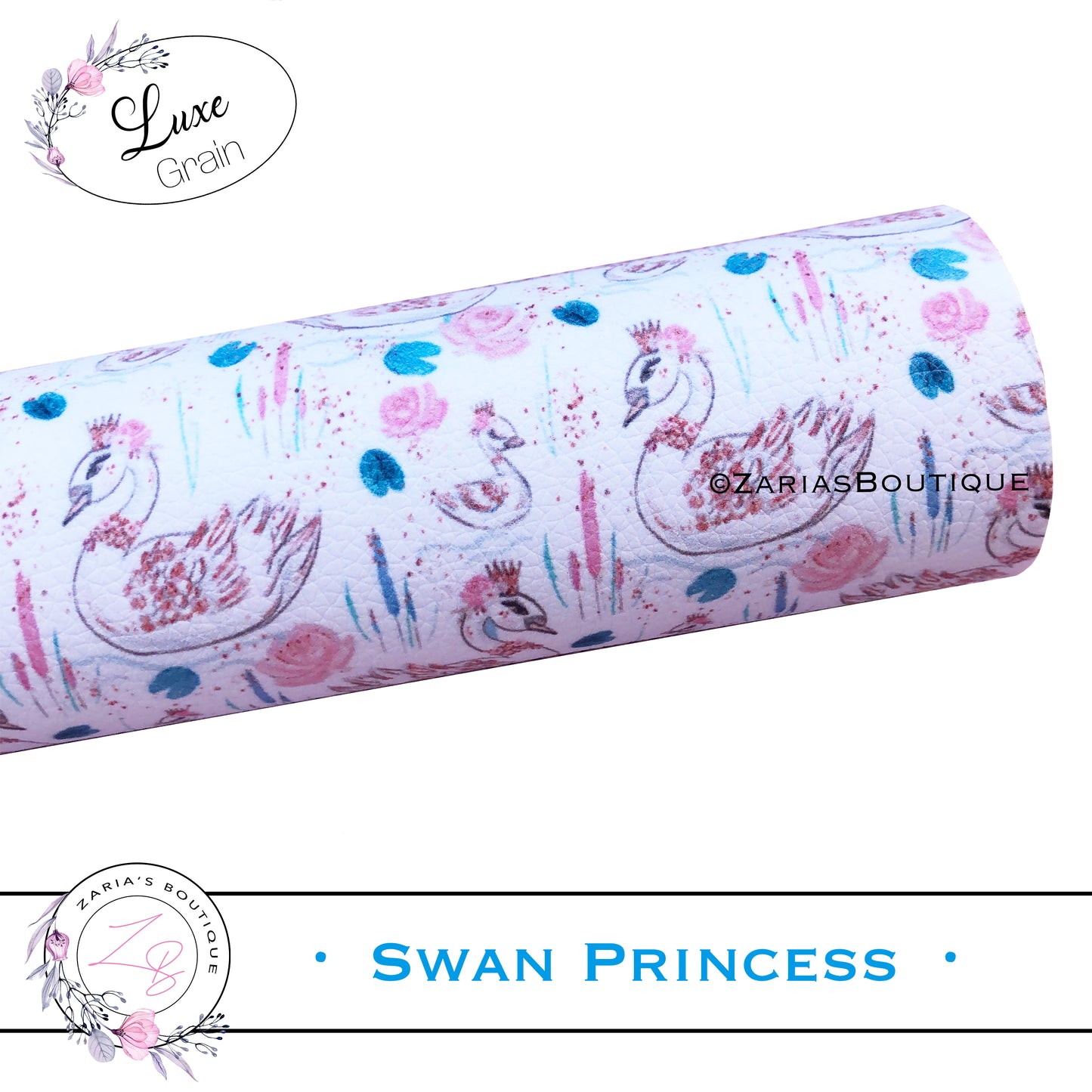 SALE ⋅ Swan Princess ⋅  Custom Luxe Grain Faux Leather