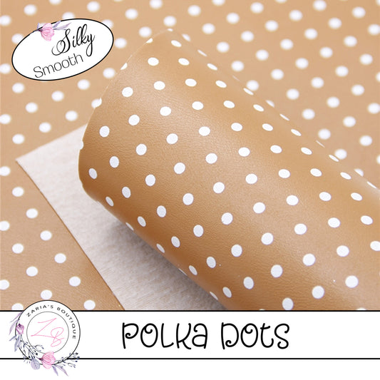⋅ Tan & White Polka Dots ⋅ Smooth Vegan Faux Leather