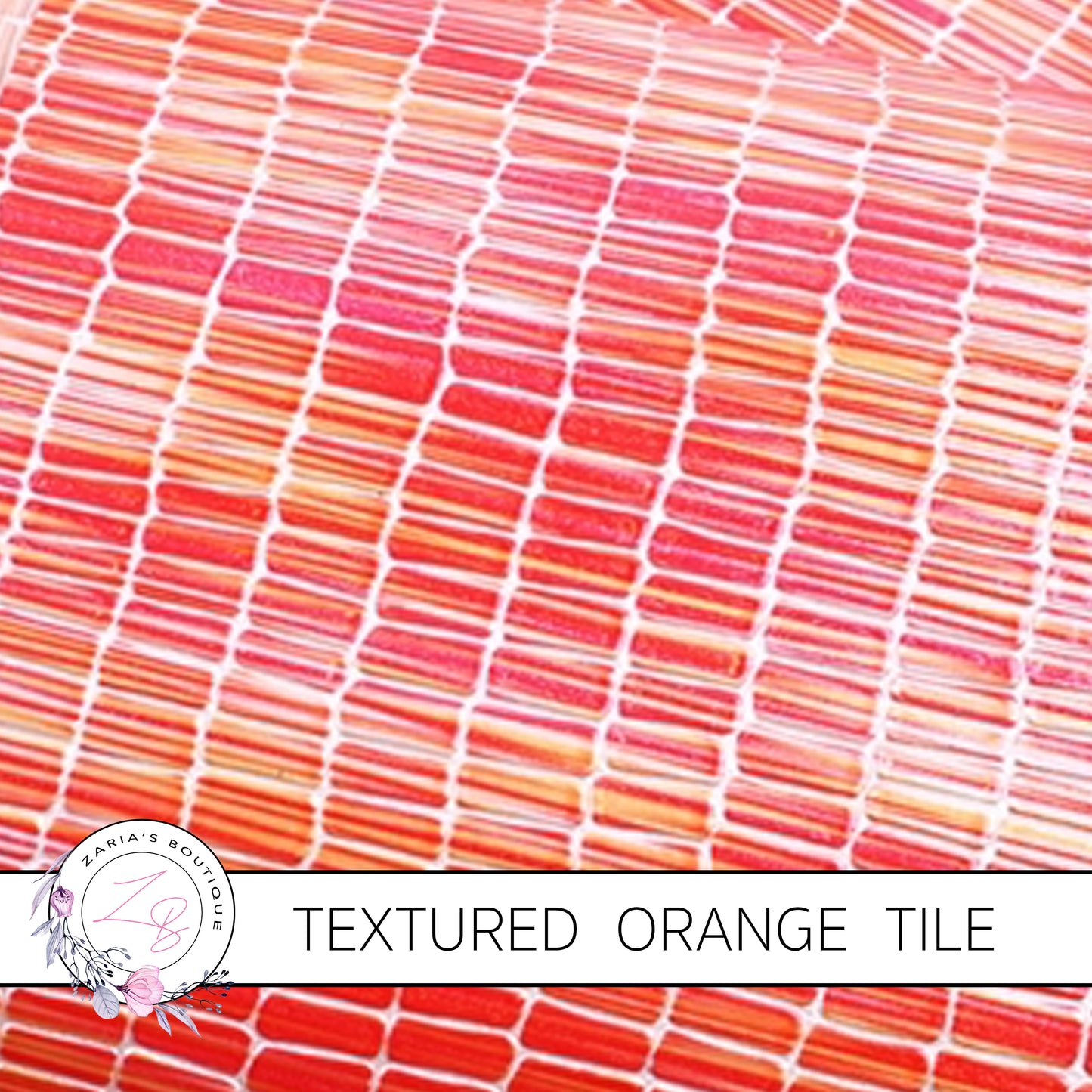 Textured Orange Tile Faux Leather ~ 1.2mm