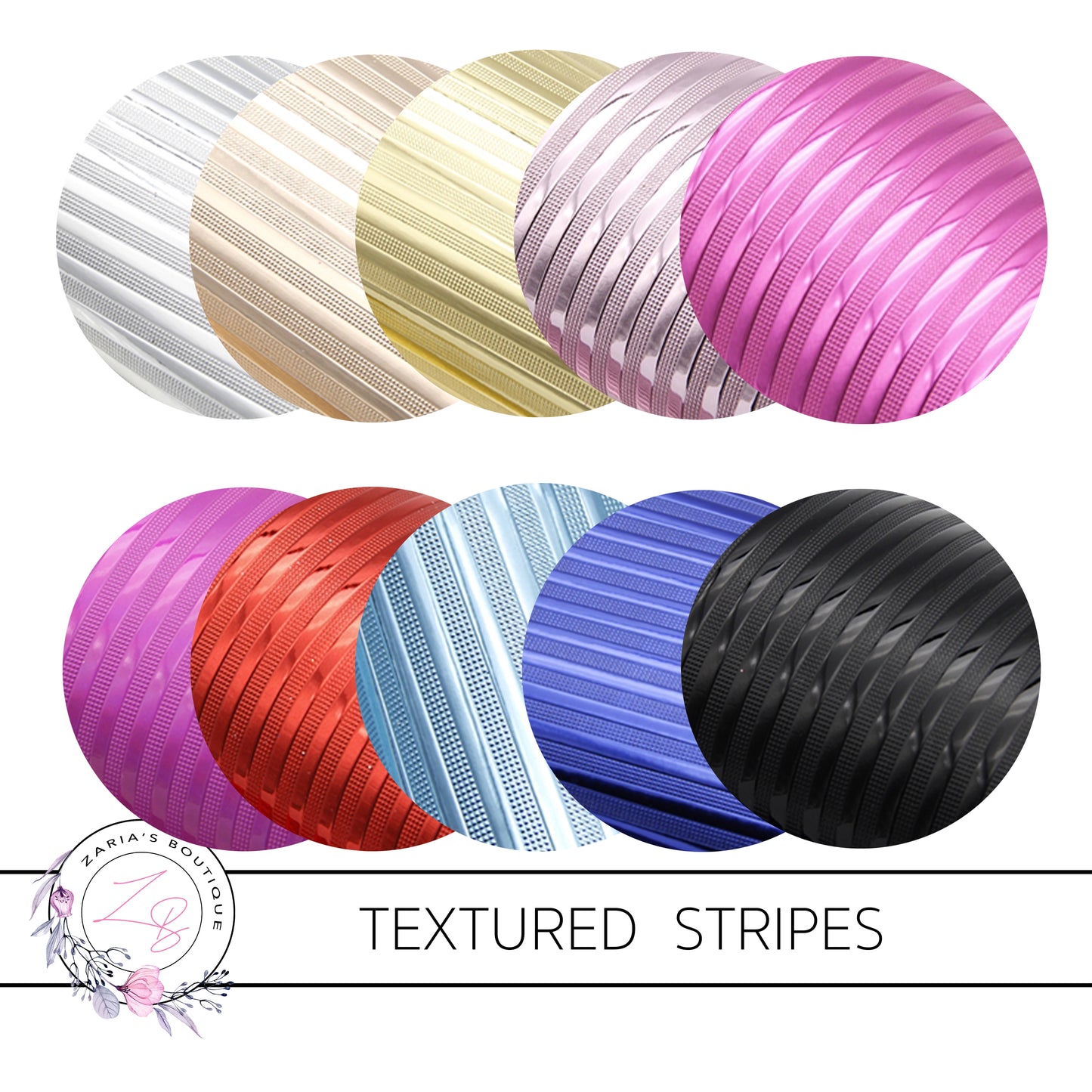 Textured Metallic Stripes ~ Faux Leather ~ 10 Colours