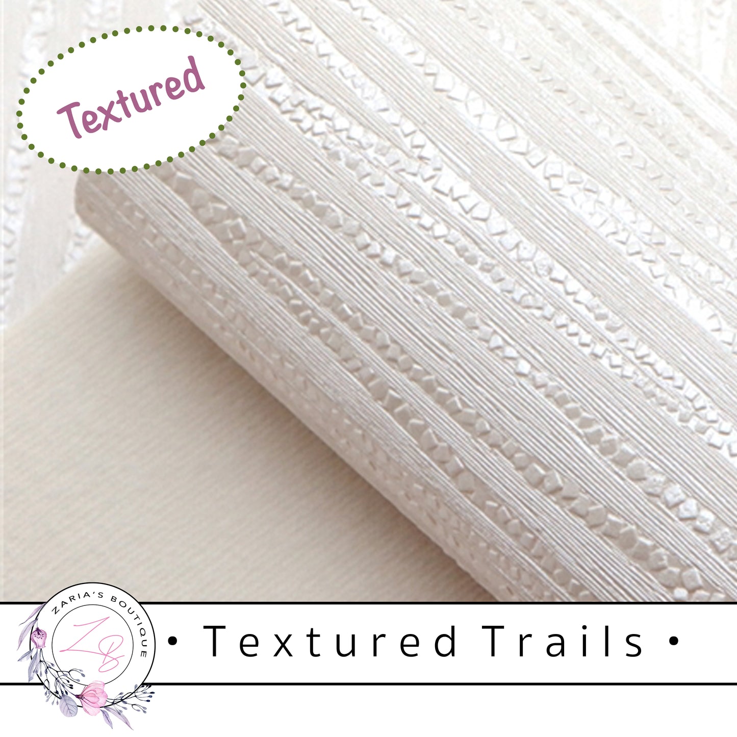 • Textured Trails • Vegan Faux Leather • Ivory White