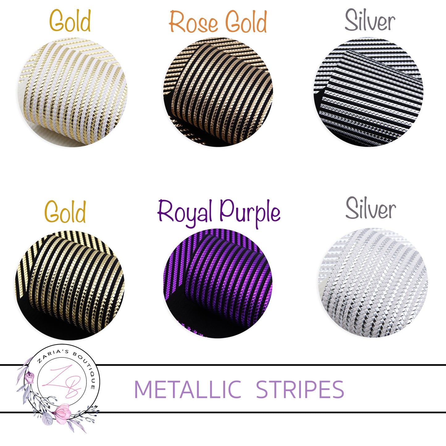 Metallic Stripes ~ Vegan Faux Leather ~ 6 colours!