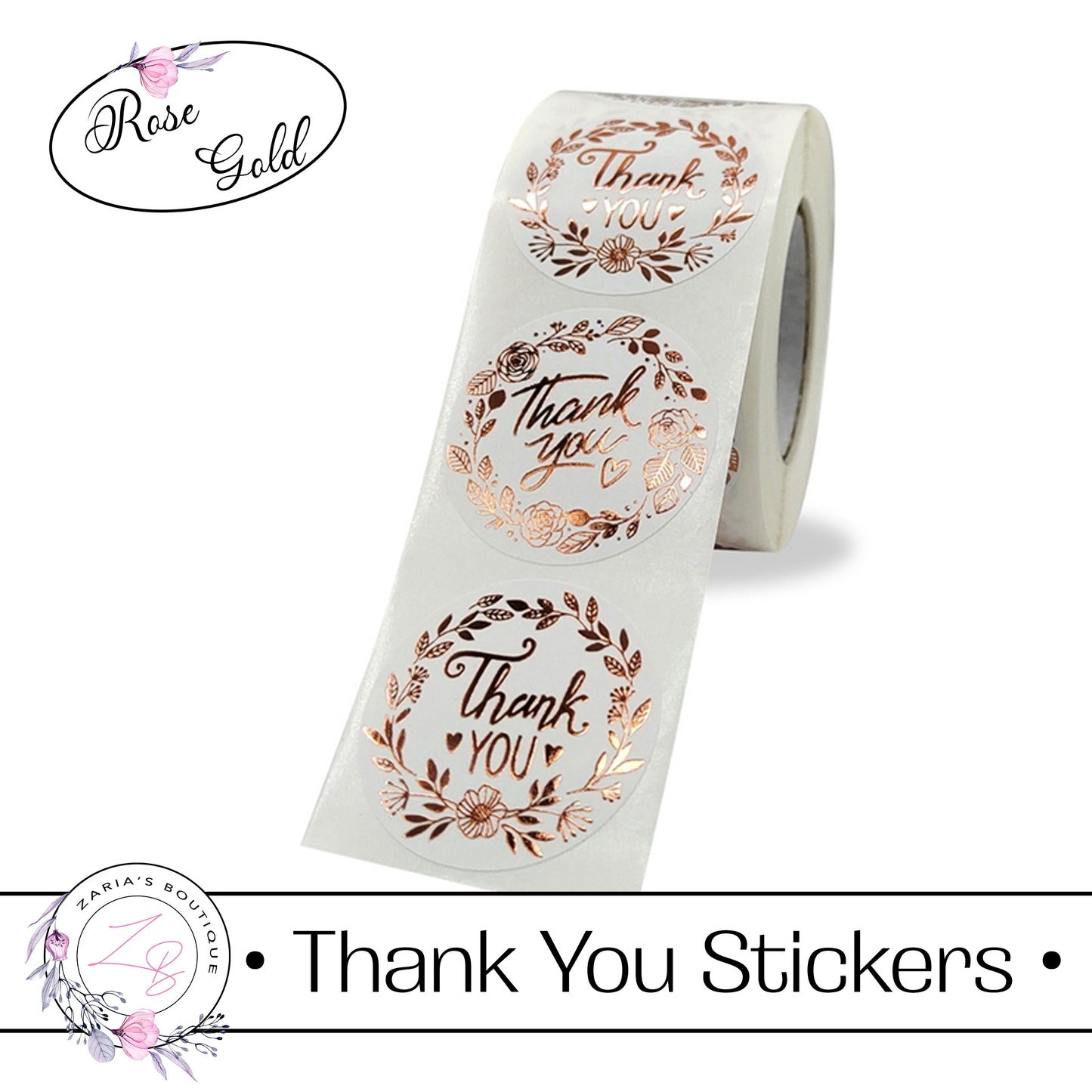 ⋅ Thank You Stickers ⋅ ROSE GOLD ⋅ Small Business Packaging 20 50 or 500 pieces
