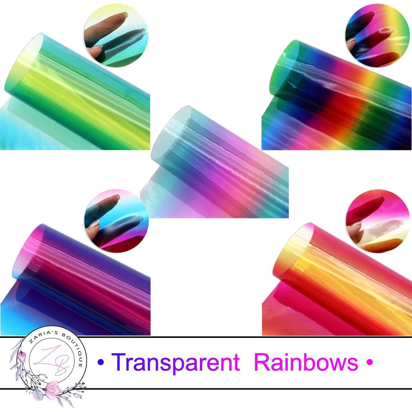 Rainbow Ombre Stripe Transparent PVC