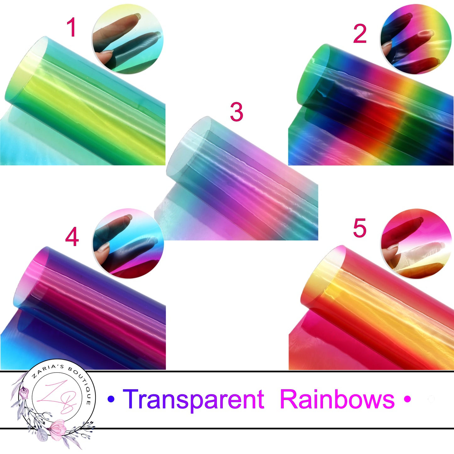 Rainbow Ombre Stripe Transparent PVC