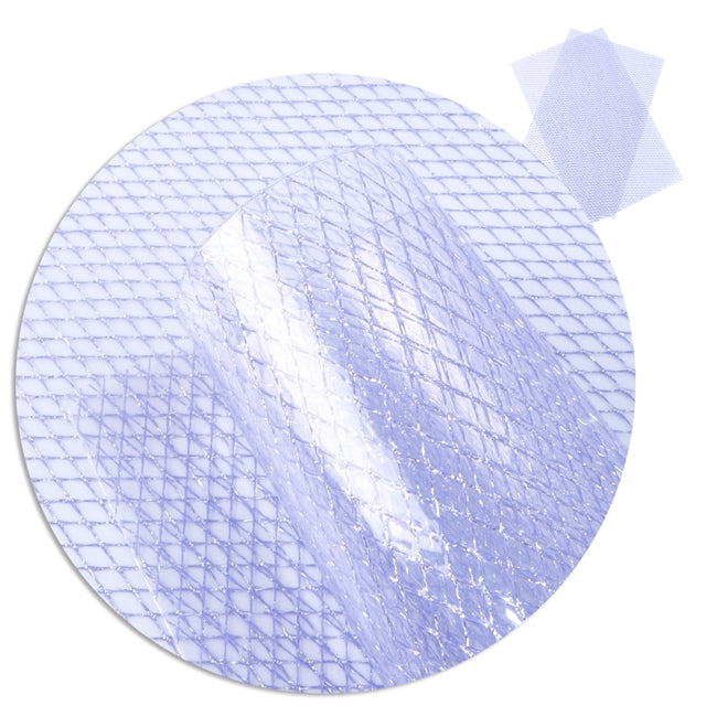 SALE Transparent PVC Lavender Blue Diamond Texture Bow Fabric