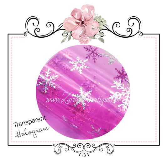 Transparent Hologram Snowflakes ~ Hot Pink & Silver ~ Bow Making ~ Craft Fabric Sheets