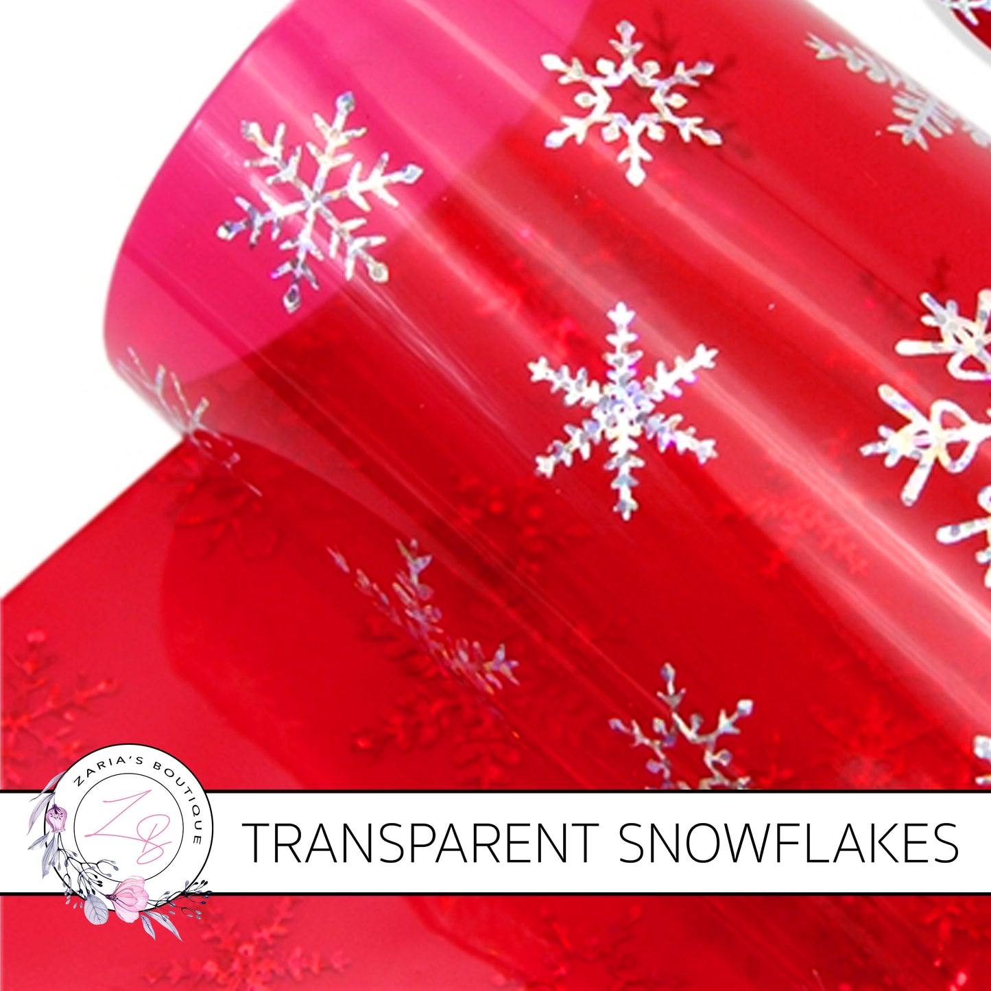 Transparent Hologram Snowflakes ~Christmas Red & Silver Craft Sheets