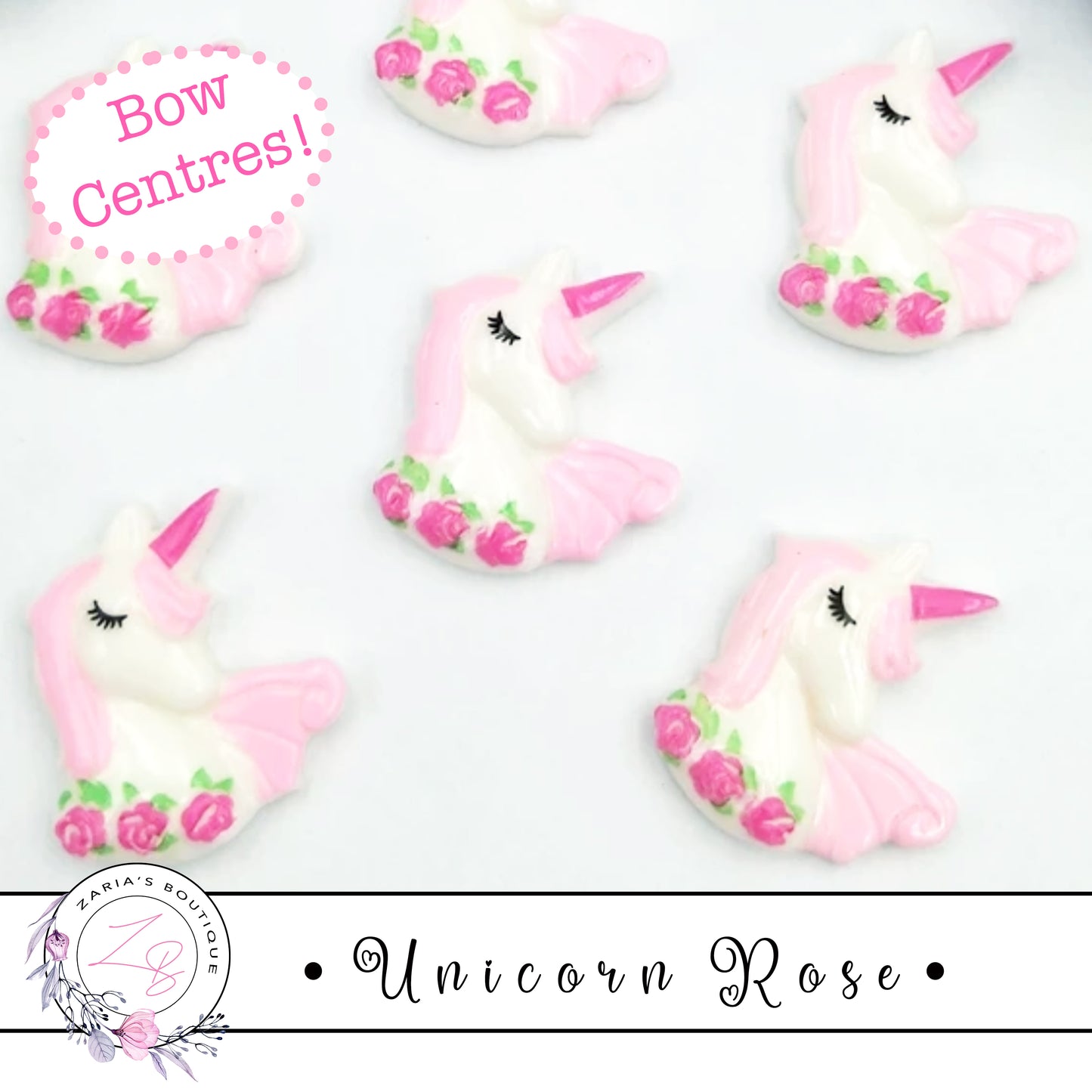 ⋅ Unicorn Rose ⋅ Bow Embellishment Flatback Resins ⋅