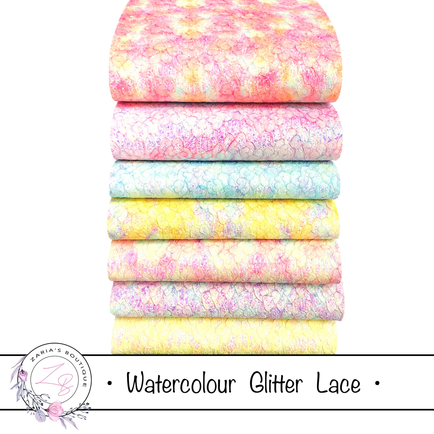 Watercolour Glitter Lace ~   7 Colours ~ SIngle Sheets or Multi-Pack