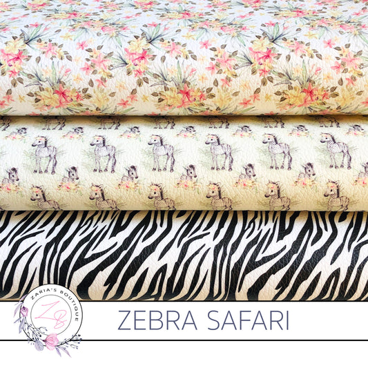 Custom Zebra Safari Frangipani Floral Vegan Faux Leather Designer Multi-Pack OR Single Sheets