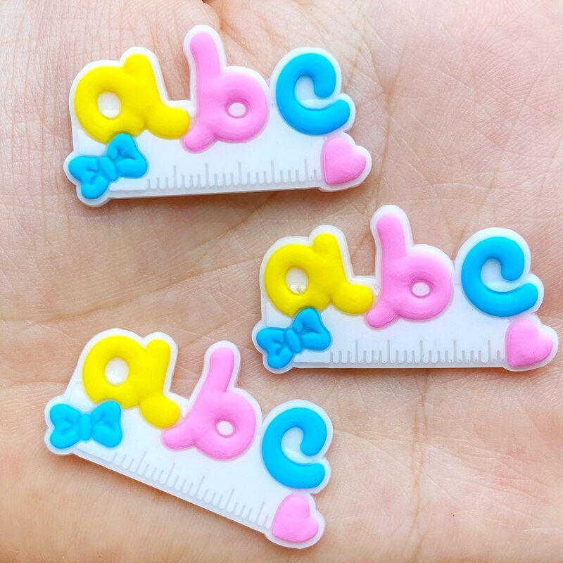 ⋅ ABC Ruler ⋅ Flatback Resin Cabochon Embellishments ⋅ Pair ⋅