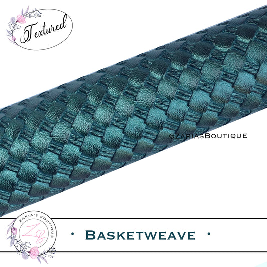 ⋅ Basketweave - Green ⋅ Textured Vegan Faux Leather ⋅