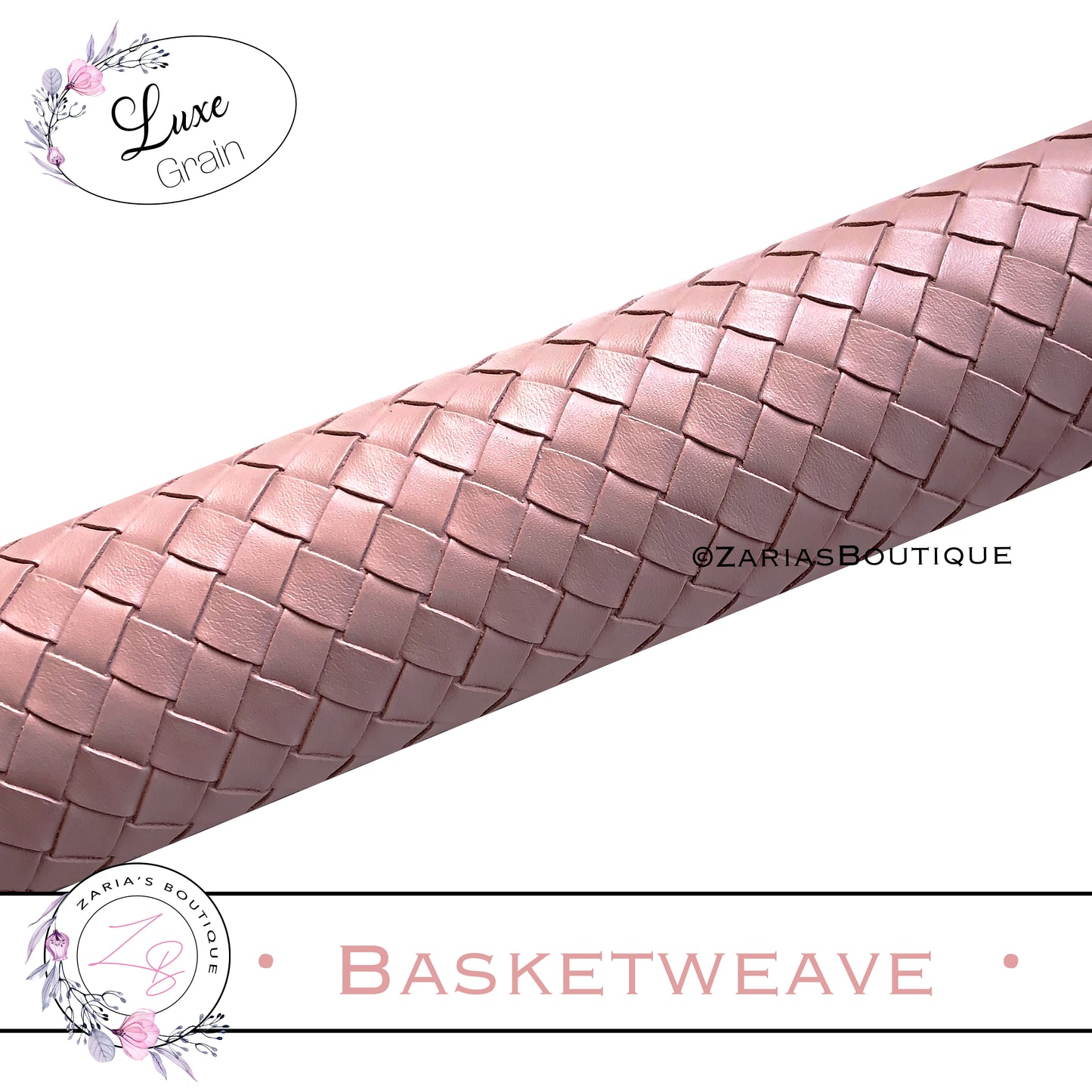 ⋅ Basketweave - Blush Pink ⋅ Textured Vegan Faux Leather ⋅