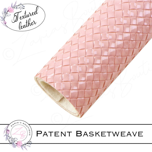⋅ Patent Basketweave ⋅ Textured Vegan Faux Leather ⋅ Blush Pink ⋅