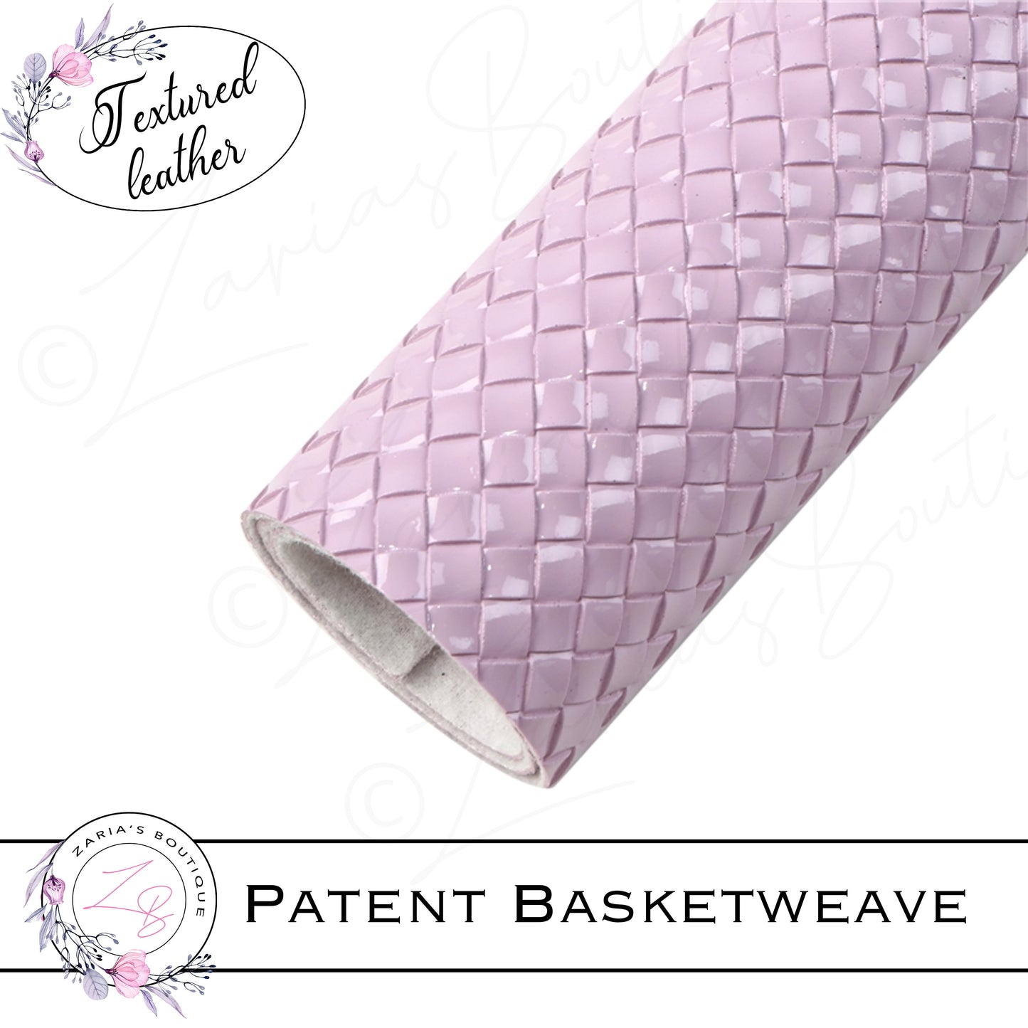 ⋅ Patent Basketweave ⋅ Textured Vegan Faux Leather ⋅ Lavender Purple ⋅