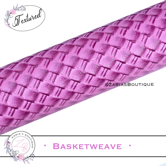 ⋅ Basketweave - Pink ⋅ Textured Vegan Faux Leather ⋅
