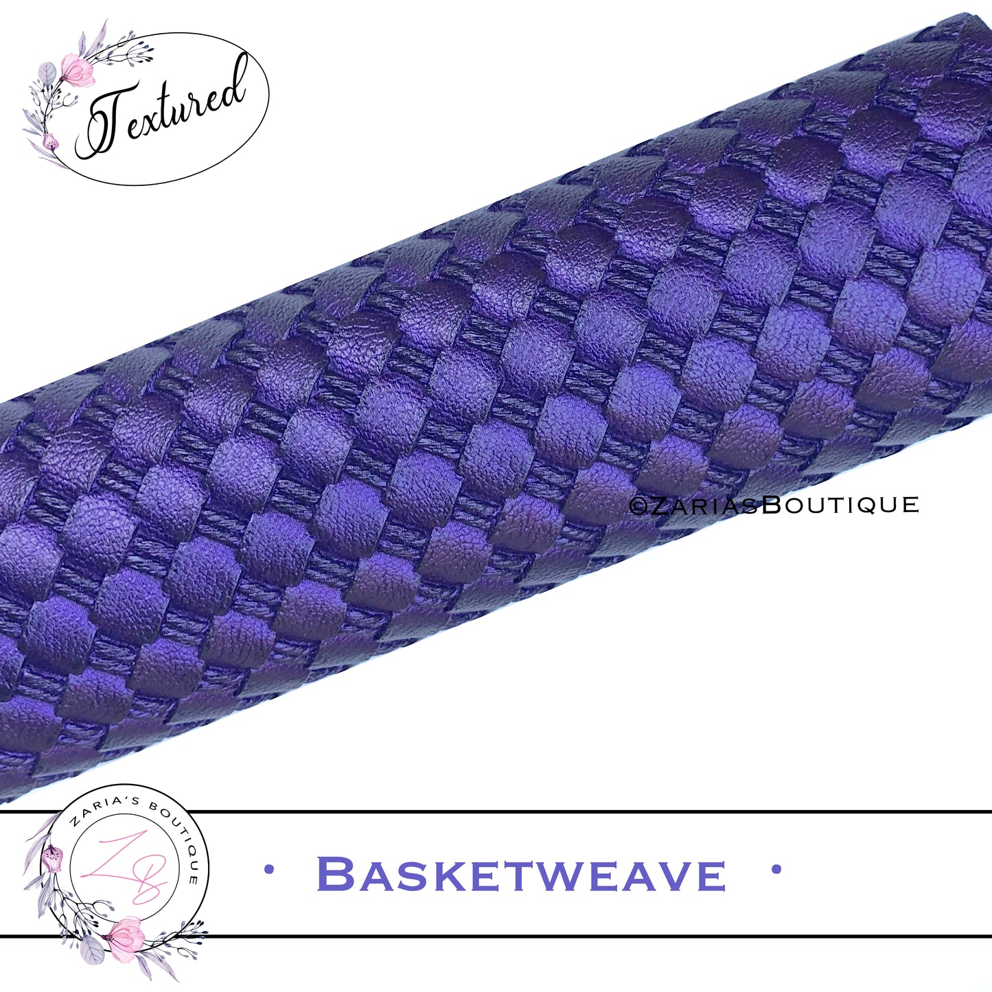 ⋅ Basketweave - Dark Purple ⋅ Textured Vegan Faux Leather ⋅