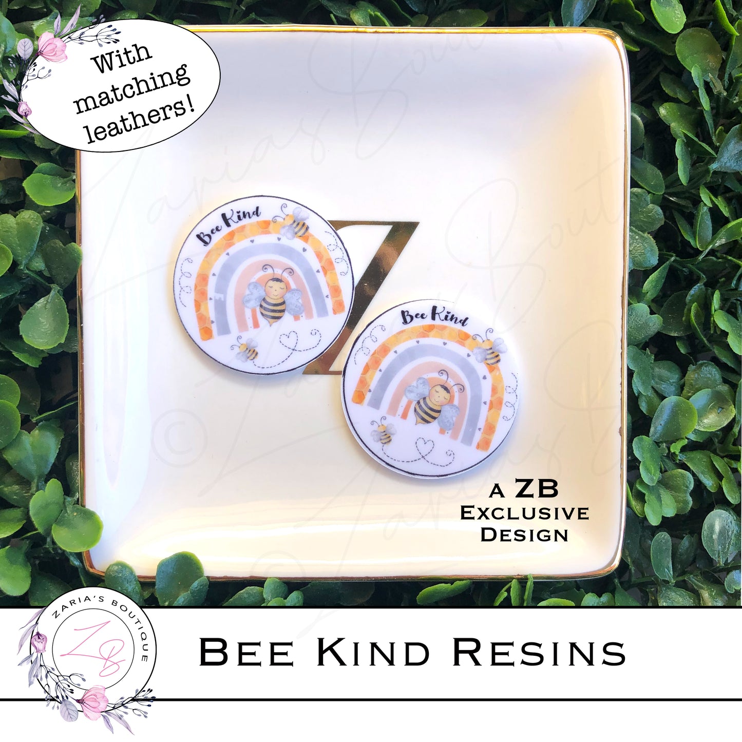 ⋅ Bee Kind ⋅ Embellishment ⋅ Flatback Resin ⋅ 2 Pieces ⋅