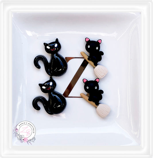 ⋅ Black Cats ⋅Halloween Flat Back Resin Embellishments ⋅