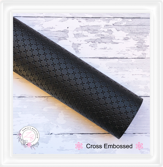 ⋅ Cross Embossed ⋅ Black Textured Vegan Faux Leather ⋅