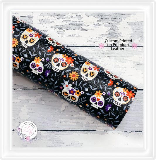 ⋅ Sugar Skulls ⋅ Custom Vegan Faux Leather ⋅ Sheets Or Rolls!