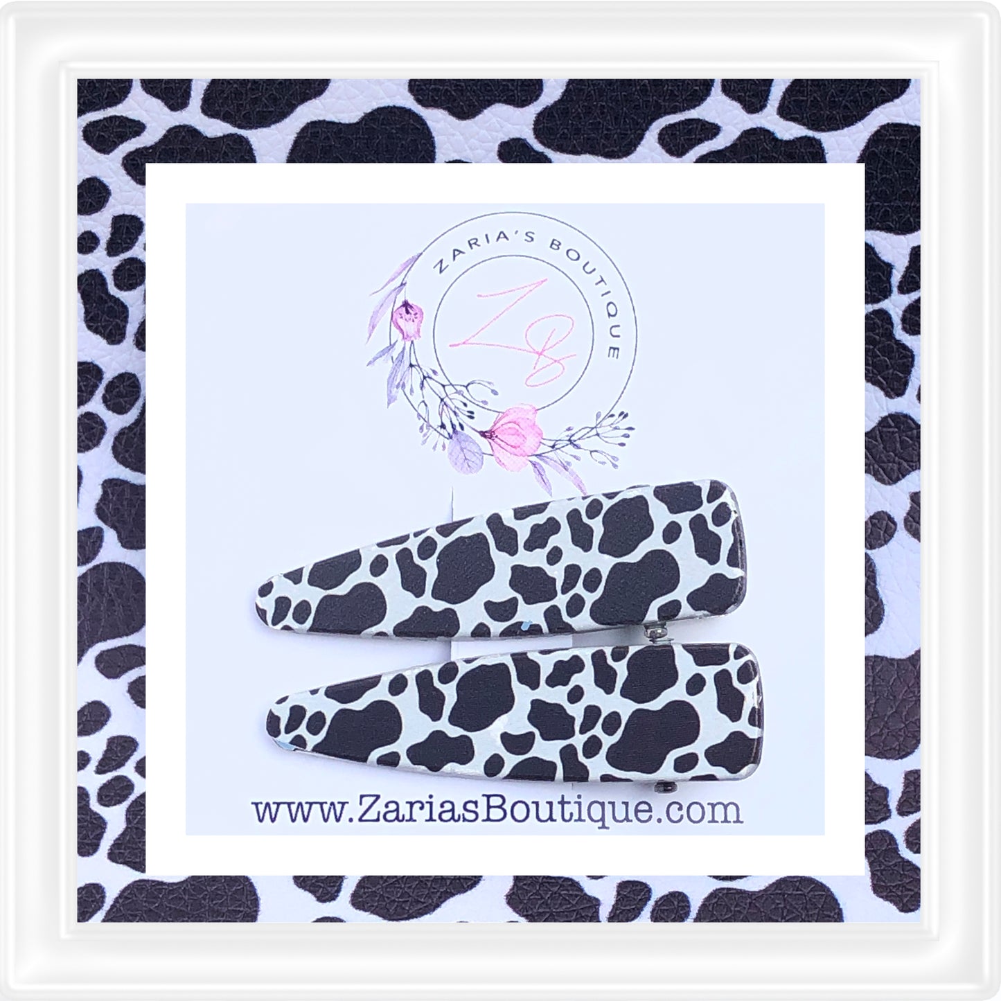 ⋅ EXCLUSIVE ⋅ Black & White Cow Hide ⋅ Premium Hair Clips