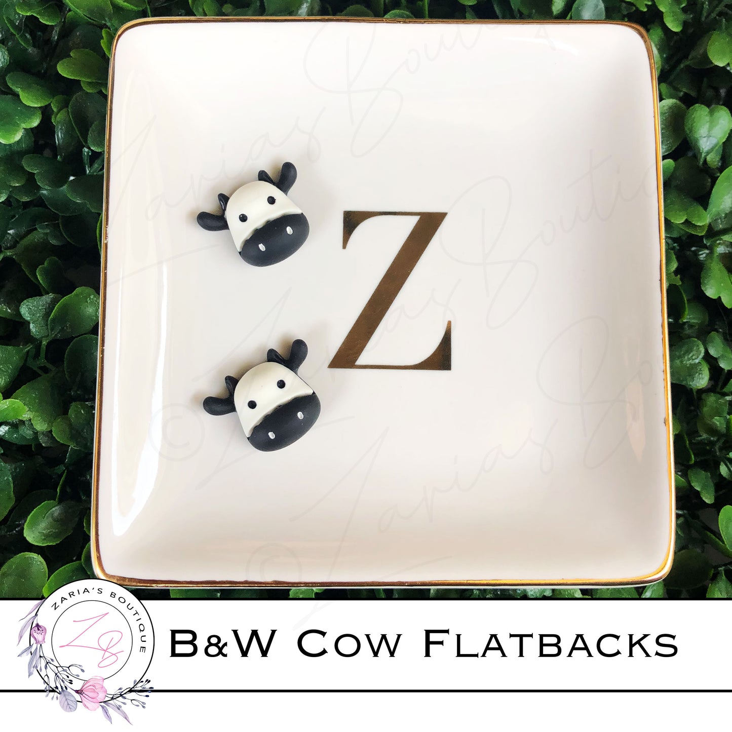 ⋅ Cute Enamel Cow Charms ⋅ Earring Pendant Bow Dangle ⋅ Metal ⋅ 2 Pieces ⋅