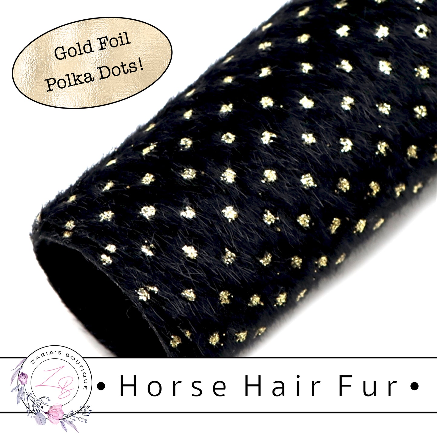 SALE ⋅ Horse Hair Fur ⋅ Gold Foil Polka Dots ⋅ Vegan ⋅  8 Colours ⋅