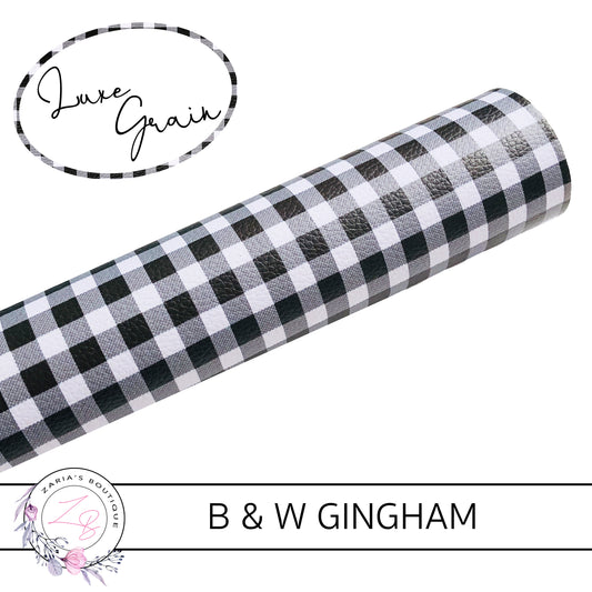 ⋅ Black & White Gingham • B & W Check Litchi Grain Faux Leather