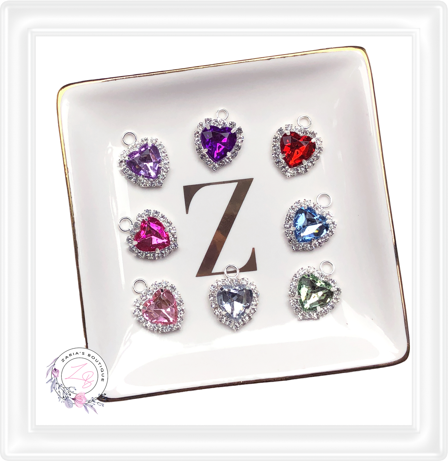 ⋅ Gem Heart Charms ⋅ Assorted Colours ⋅ Bling Embellishment ⋅