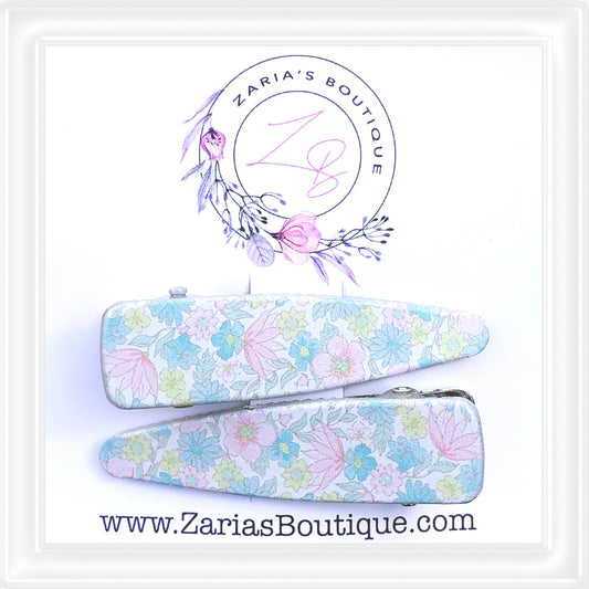 ⋅ EXCLUSIVE ⋅ Ditsy Floral Blue ⋅ Silver ⋅ Premium Hair Clips ⋅
