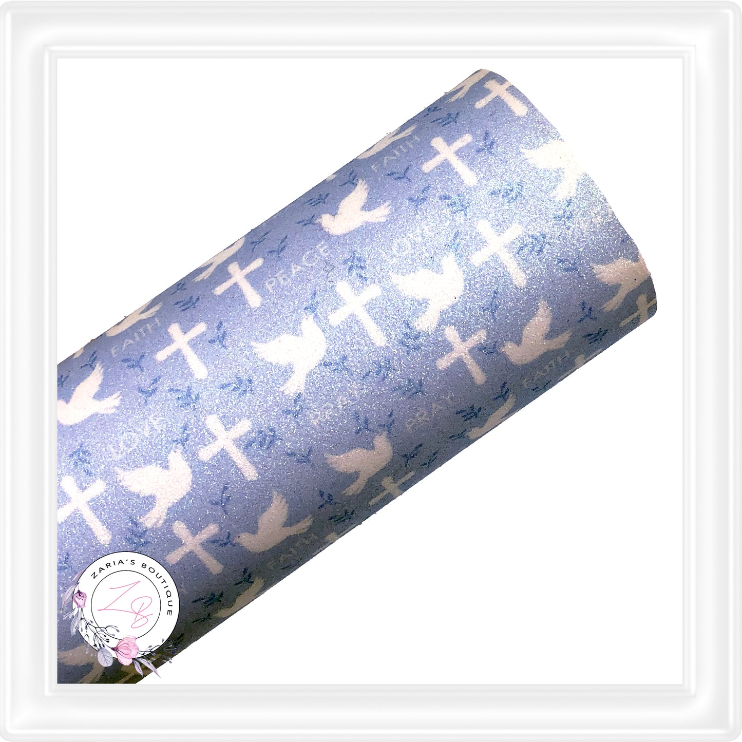 Peace Doves ~ Blue Fine Glitter Christmas Fabric Sheets